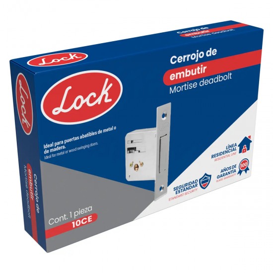 CERROJO PARA EMBUTIR AUXILIAR, FUNCIÓN DOBLE, NÍQUEL SATINADO, LLAVE TETRA, EN CAJA LOCK 10CE