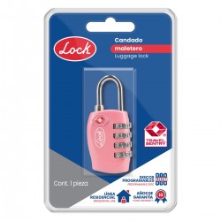 CANDADO DE COMBINACIÓN PROGRAMABLE TSA PARA MALETA, ROSA, 20 MM LOCK 53CA