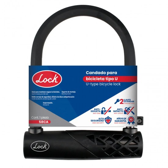 CANDADO PARA BICICLETA TIPO DISCO "U" LOCK 58CA