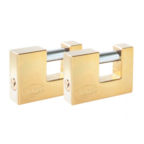 JUEGO DE CANDADOS PARA CORTINA 80 MM, LATÓN BRILLANTE, LLAVE ESTÁNDAR, 2 PIEZAS LOCK J2CCL