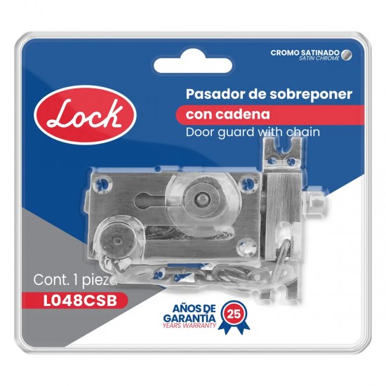 PASADOR DE SOBREPONER DE CADENA NÍQUEL SATINADO LOCK L048CSB