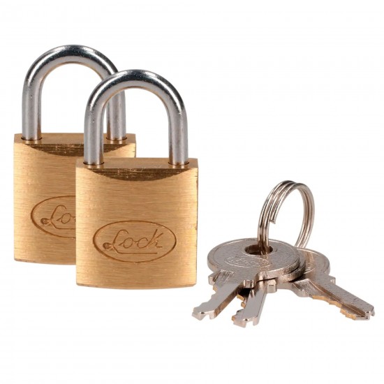 JUEGO DE CANDADOS DE LATÓN CORTOS 20 MM, LLAVE ESTÁNDAR, 2 PIEZAS LOCK L20S20EB