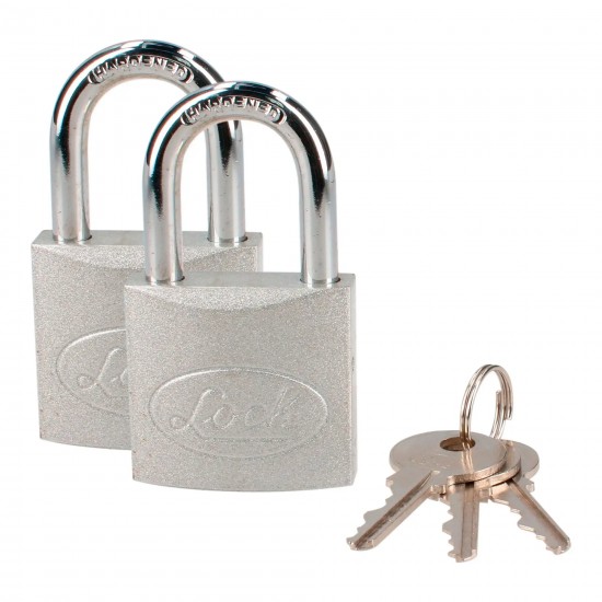 JUEGO DE CANDADOS DE ACERO LARGOS 38 MM, LLAVE ESTÁNDAR, 2 PIEZAS LOCK L22L382