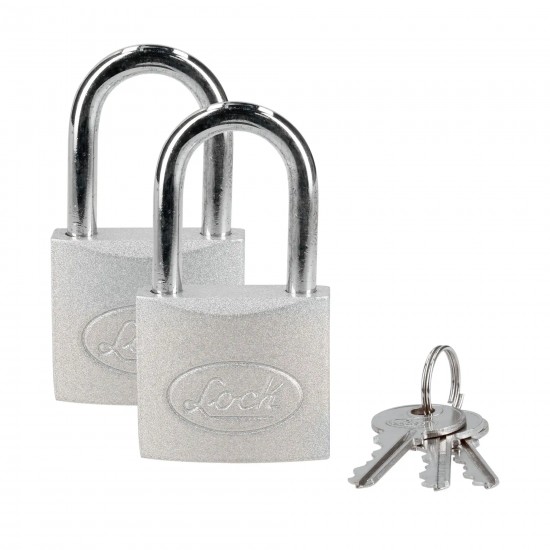 JUEGO DE CANDADOS DE ACERO LARGOS 45 MM, LLAVE ESTÁNDAR, 2 PIEZAS LOCK L22L452