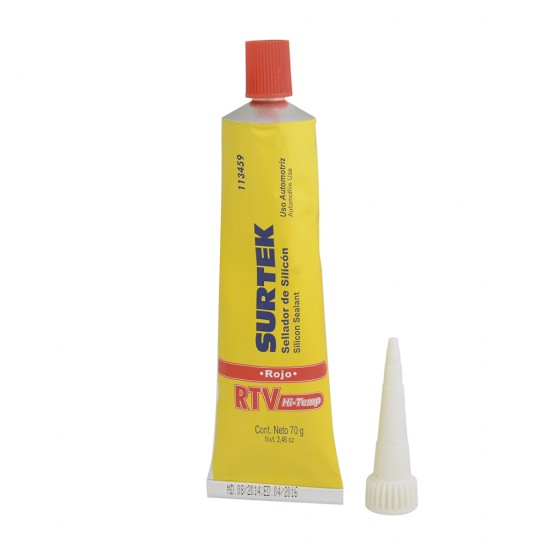 SILICÓN PARA ALTA TEMPERATURA, COLOR ROJO EN TUBO, 70 GR SURTEK 113459