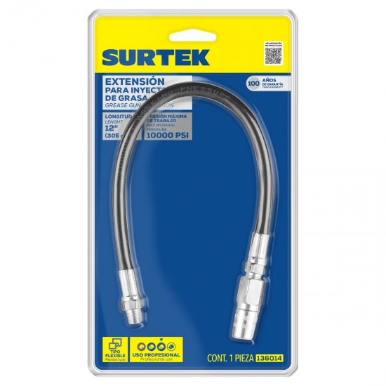 EXTENSIÓN FLEXIBLE PARA INYECTOR DE GRASA 12" SURTEK 136014