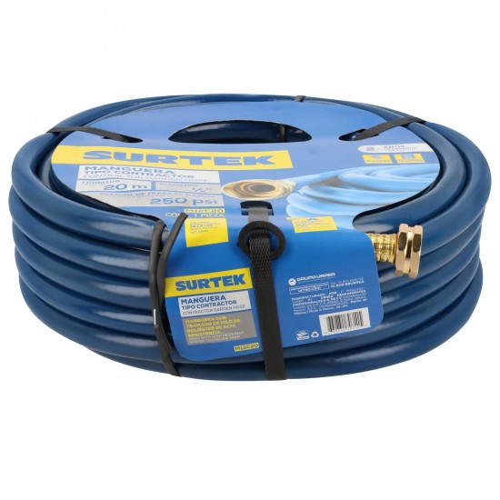 MANGUERA PARA JARDÍN CONTRACTOR CON CONECTOR METÁLICO 1/2", 20 M SURTEK M12C20