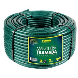 MANGUERA PARA JARDÍN TRAMADA EN ROLLO VERDE 1", 100 M SURTEK M1T100