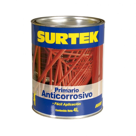 ESMALTE ANTICORROSIVO PARA METAL 4 LT COLOR ROJO ÓXIDO SURTEK SP50356