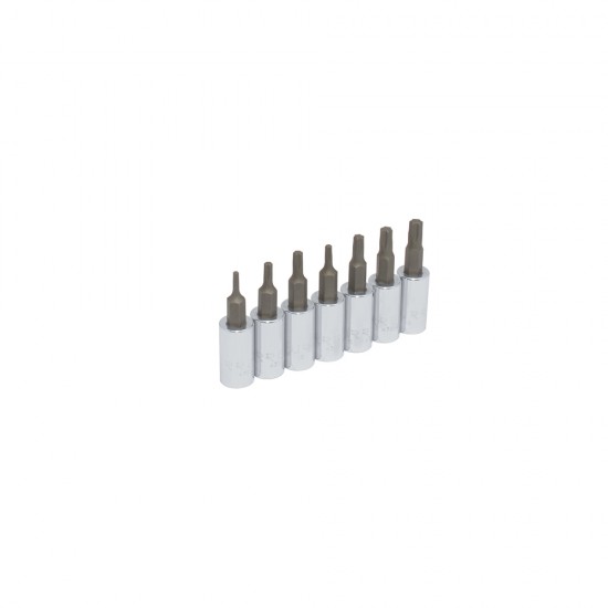 JUEGO DE DADOS CON PUNTA TORX CUADRO DE 1/4", EN RIEL, 7 PIEZAS URREA 4739C