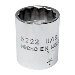 DADO CUADRO DE 3/8", 12 PUNTAS, EN PULGADAS, 11/16" URREA 5222