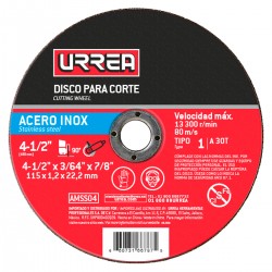 DISCO ABRASIVO TIPO 1 PARA ACERO INOXIDABLE 7" X 5/64" URREA AMSS07