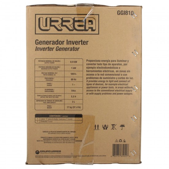 GENERADOR A GASOLINA INVERTER 1000 W URREA GGI810