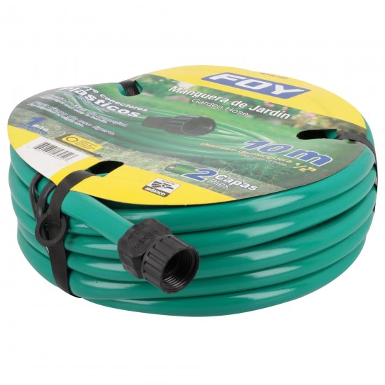 MANGUERA PARA JARDÍN LISA CON CONECTOR PLÁSTICO 1/2", 10 M FOY M12L10P