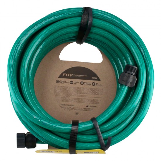 MANGUERA PARA JARDÍN TRAMADA CON CONECTOR PLÁSTICO 1/2", 10 M FOY MT10PF